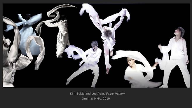 'JIMIN is ART' 방탄소년단 지민, 예술의 전당 입성 'I NEED YOU' 독무+살풀이춤 프레스코화 전시