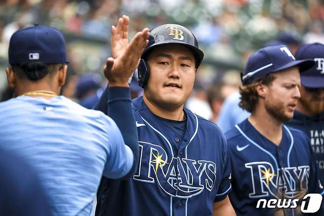 시즌 10호 홈런을 날린 탬파베이 레이스의 최지만. © AFP=뉴스1