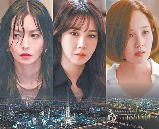 SBS's ″Penthouse″ follows elite families that fiercely compete over real estate and education, with a provocative and speedy plot and remarkable acting from the cast. [JOONGANG ILBO]