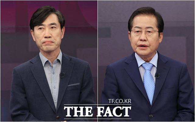 하태경 후보는 홍 후보가 조국 전 법무부 장관 일가 수사와 관련해 사실상 민주당과 같은 입장이라고 몰아붙였다. /국회사진취재단