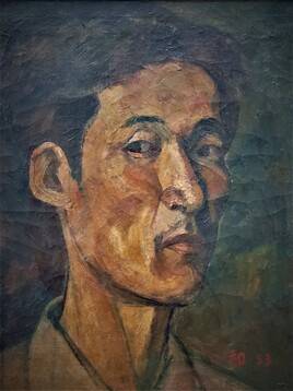 전시에서 처음 관객에게 공개된 1953년 청년 시절 자화상.