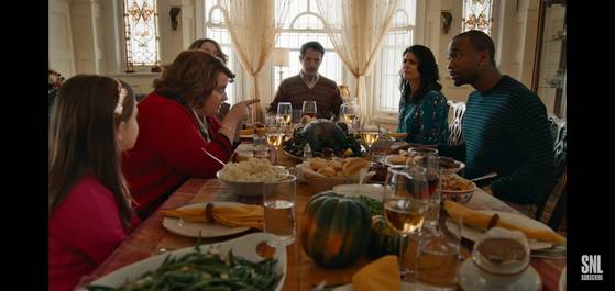 A 2015 skit titled "A Thanksgiving Miracle" from American comedy show "Saturday Night Live," which shows relatives clash over various topics during a Thanksgiving family reunion. [SCREEN CAPTURE]