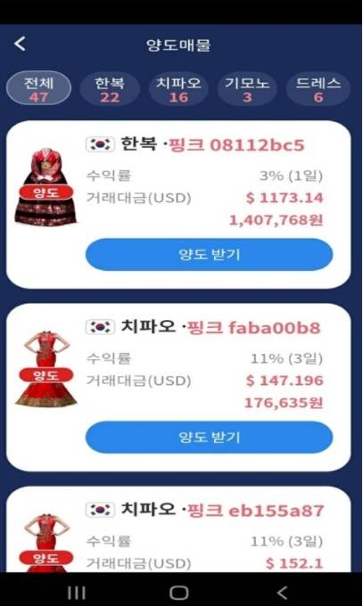 패션킹 거래 화면. 사진=패션킹 피해 제보자