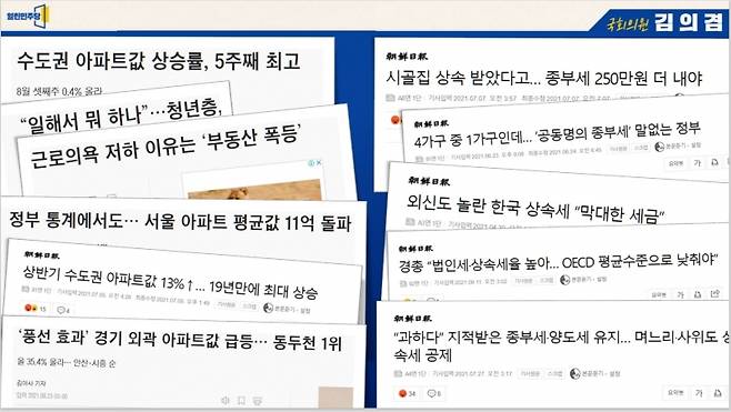▲김의겸 의원의 국회 대정부질문 자료. ⓒ김의겸 의원실