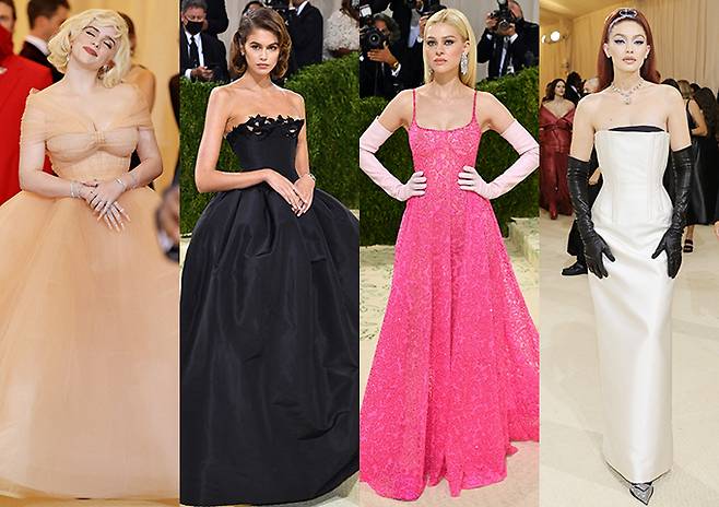 가수 빌리 아일리시, 모델 카이아 거버, 배우 니콜라 펠츠, 모델 지지 하디드 /사진=AFPForum=뉴스1