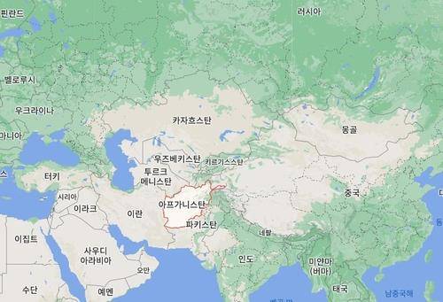 아프가니스탄 및 주변국 [구글 지도 캡처. 재판매 및 DB 금지]