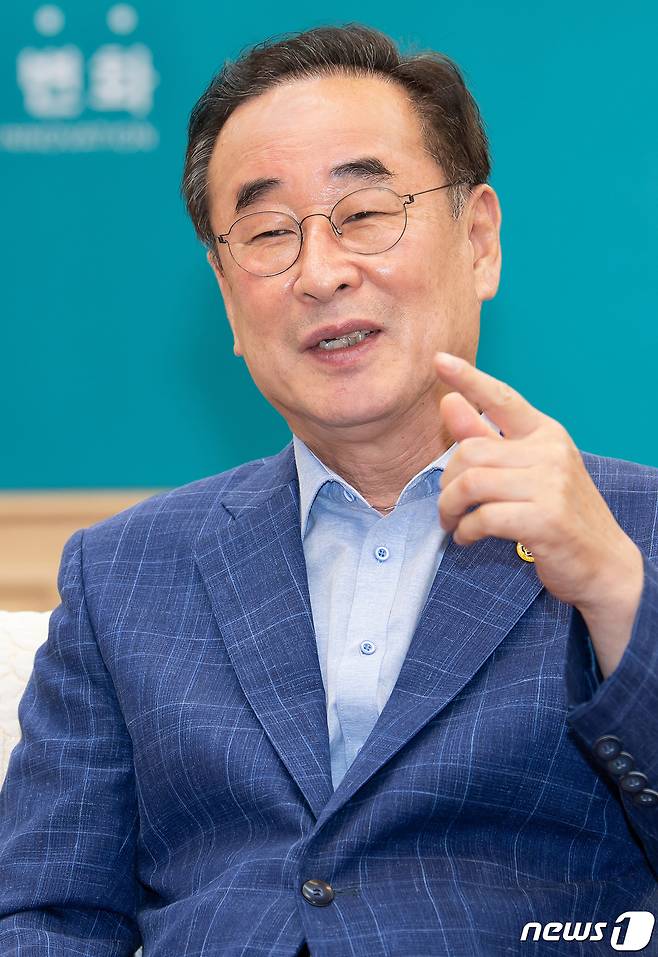 장세용 구미시장이 20일 뉴스1과 인터뷰를 하고 있다. (구미시 제공) 2021.9.20/뉴스1 © News1 정우용 기자