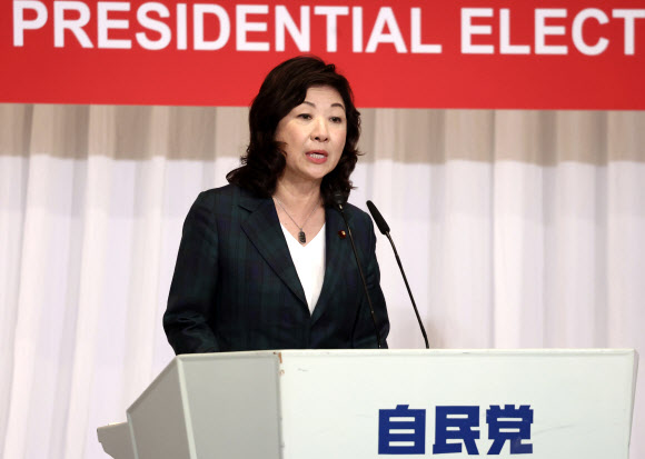 일본 자민당 선거에 나선 노다 세이코 자민당 간사장 대행. 도쿄 AP 연합뉴스