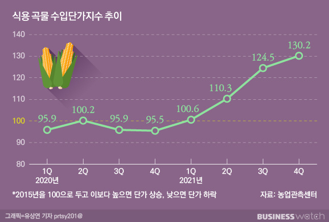 올해까지는 곡물 가격 안정이 이뤄지기 어렵다는 분석이 많다. /그래픽=유상연 기자 prtsy201@