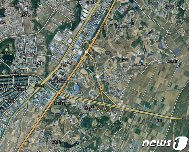 충북 청주시 청원구 오창읍 신규 산업단지 조성 예정지 후보.(네이버지도 갈무리).2021.9.22/© 뉴스1