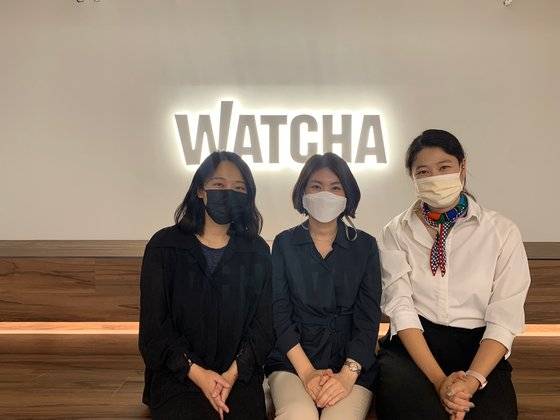 왼쪽부터 왓챠 콘텐츠수급팀 전혜린 팀장, 이유승 매니저, 전은재 매니저. 사진 왓챠