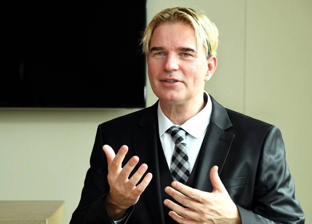 스테판 트로얀스키 스캔라인 대표가 지난 16일 서울 중구 신라호텔에서 국민일보와 인터뷰를 하고 있다. 최종학 선임기자