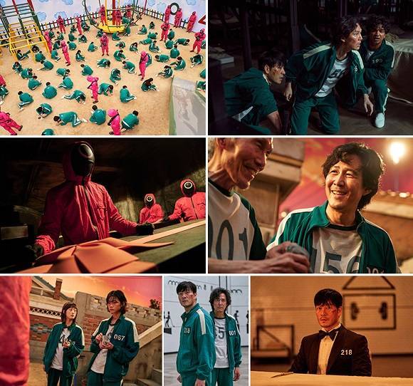 넷플릭스가 23일 공개한 '오징어 게임' 미공개 스틸에는 극한의 게임에 참가한 주역들의 의미심장한 표정이 담겨 있어 시청자의 시선을 사로잡는다. /넷플릭스 제공