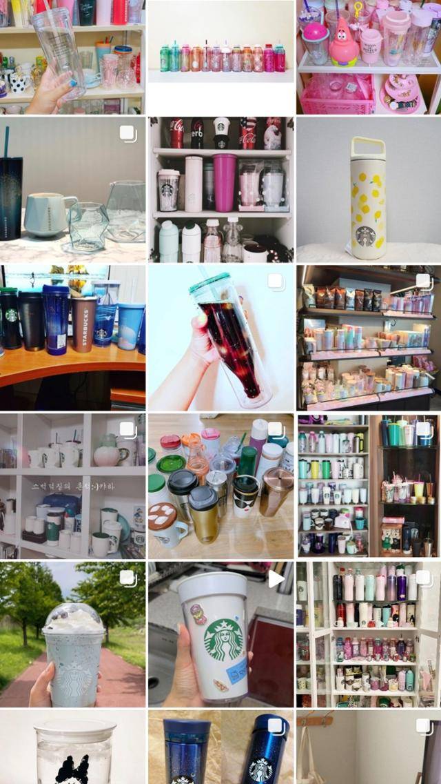 사회관계망서비스(SNS)에 '텀블러 수집'을 검색하면 많은 이용자들이 텀블러를 모아둔 사진이 나온다. SNS 캡처