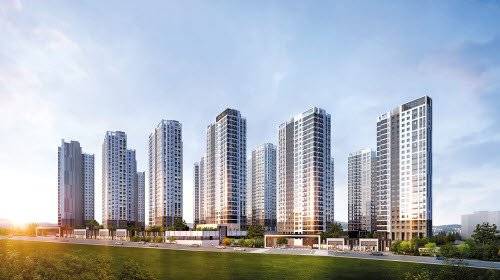 중흥건설이 세교2택지개발지구에서 선뵈는 ‘오산 세교2지구 중흥S-클래스’(투시도)는 동탄신도시 생활권도 누릴 수 있다.