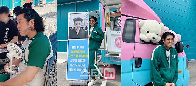 ‘오징어 게임’ 덕수 역 허성태의 촬영장 밖 모습(사진=한아름컴퍼니)