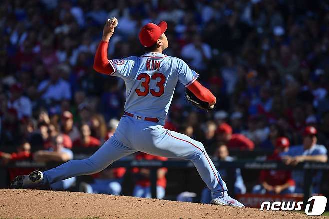 세인트루이스 카디널스 김광현이 26일(한국시간) 시카고 컵스와의 경기에 구원 등판해 승리투수가 됐다. © AFP=뉴스1