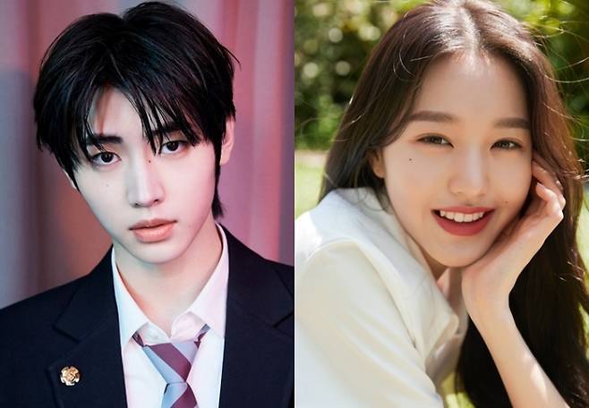 KBS2 ‘뮤직뱅크’ 새 MC로 낙점된 그룹 엔하이픈 성훈(왼쪽)과 아이즈원 출신 장원영.&nbsp; &nbsp;빌리프랩, 이니스프리 제공