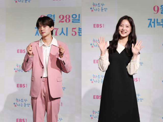 27일 오후 진행된 EBS 화요드라마 ‘하트가 빛나는 순간’ 제작발표회에 참석한 배우 정수빈, 신소현 / 사진=EBS 제공