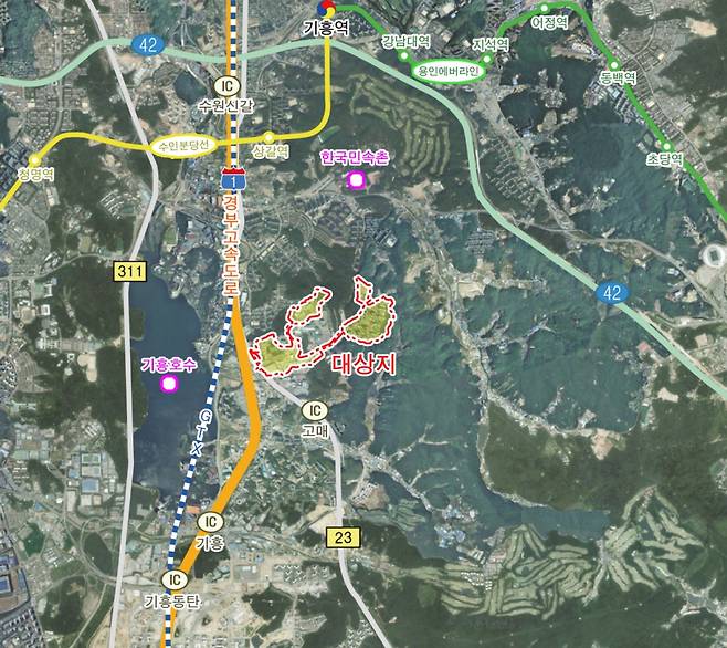 사진=지구단위계획 수립한 용인시 공세복합단지 위치도/사진제공=용인시