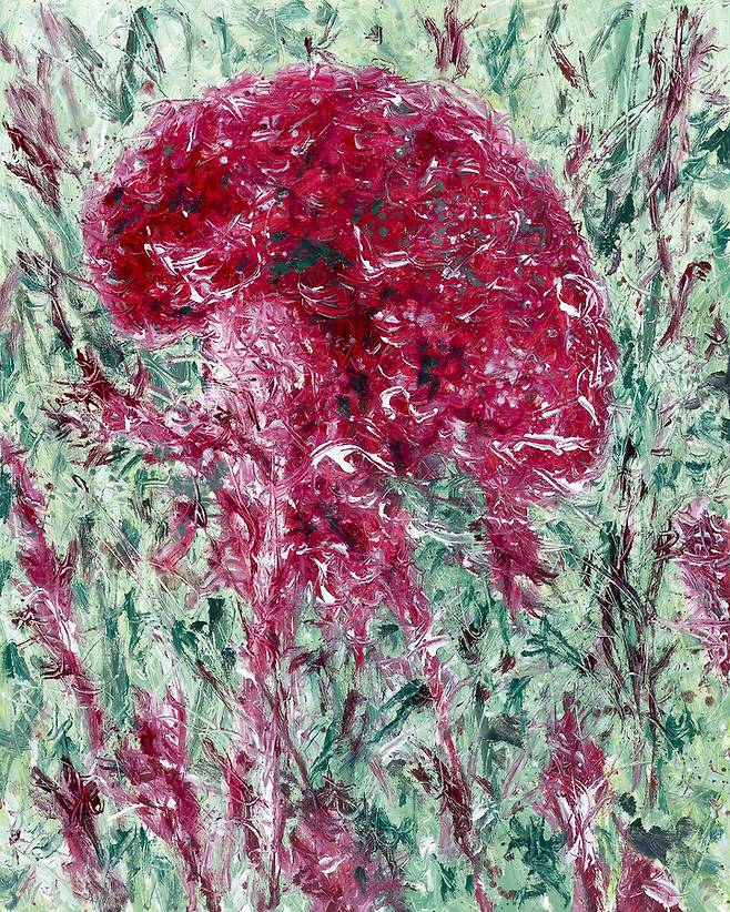 [신안=뉴시스] 김지원 작가의 '맨드라미'. (사진=신안군 제공) 2021.09.28. photo@newsis.com  *재판매 및 DB 금지