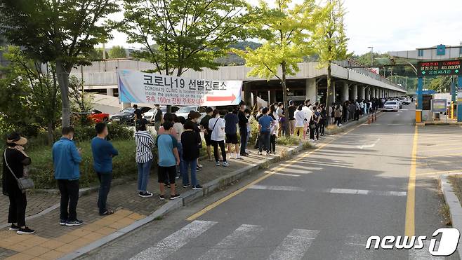 (수원=뉴스1) 진현권 기자 = 경기 지역의 오후 6시 기준 신종 코로나바이러스 감염증(코로나19) 신규 확진자가 574명을 기록했다./뉴스1 © News1 정진욱 기자