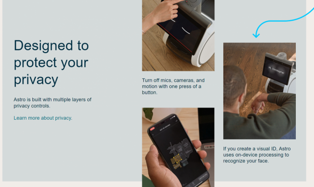 사생활 보호를 위해 아스트로는 설정된 공간에서만 움직이고 ‘방해 금지’로 해놓은 시간에는 비활성화된다. /사진 제공=아마존