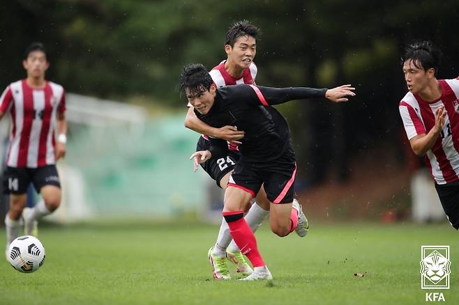 U-23 축구대표팀과 고려대의 경기 장면 [대한축구협회 제공. 재판매 및 DB 금지]