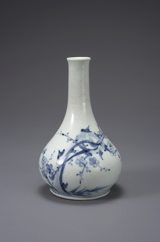 ″Blue and White Porcelain Bottle with Plum Blossom and Bird Design″ from the Joseon Dynasty [KOREA CERAMIC FOUNDATION]