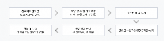 ▲사진=진료비 확인 절차. 심사평가원 홈페이지 캡처