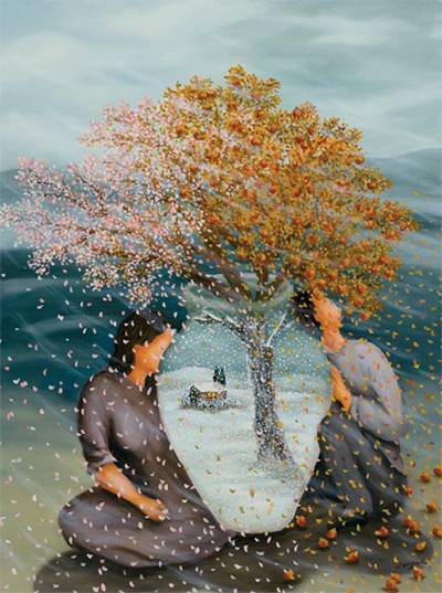 봄꽃과 가을 열매가 공존하는 2019년작 `Winter tree`. [사진 제공 = 예화랑]