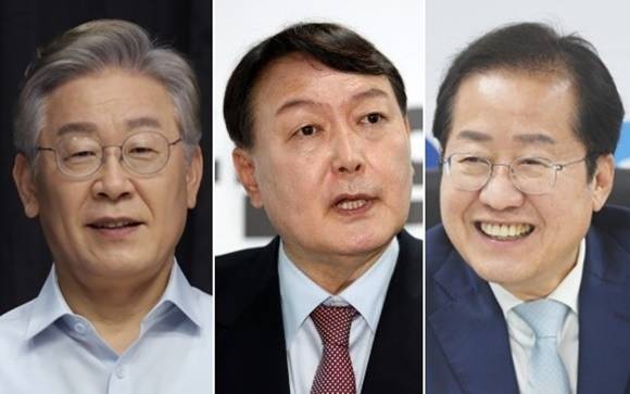 왼쪽부터 이재명 경기지사, 윤석열 전 검찰총장, 홍준표 국민의힘 의원. 연합뉴스·서울신문