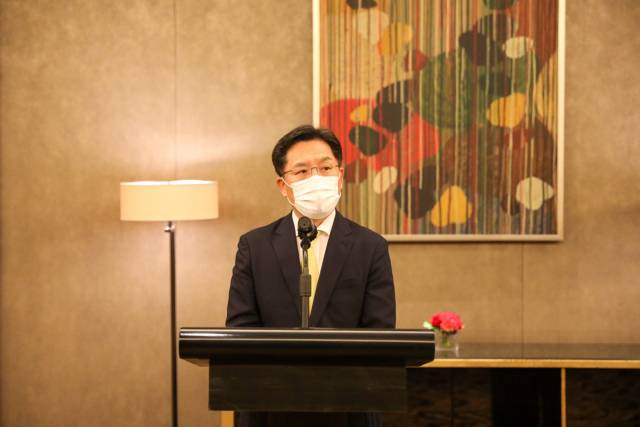 노규덕 외교부 한반도평화교섭본부장이 30일 인도네시아에서 한미 북핵수석협의를 마치고 기자회견을 하고 있다. /사진제공=외교부