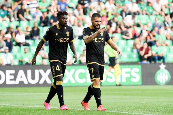 AS 생테티엔전 득점 직후 앙리 들로르(우측)의 모습. 사진｜OGC 니스 SNS