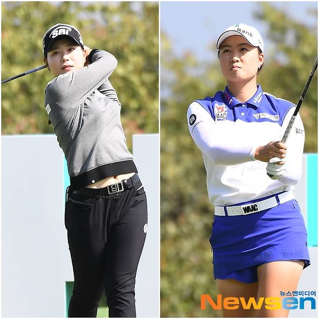 (왼쪽)이소미, 이민지가 2라운드에 임하고 있다.