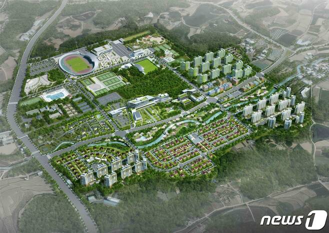 전북 완주군은 미래성장 동력이 될 ‘운곡지구 도시개발사업’ 기반시설 조성이 마무리 단계라고 2일 밝혔다.2021.10.2.(완주군 제공)/© 뉴스1