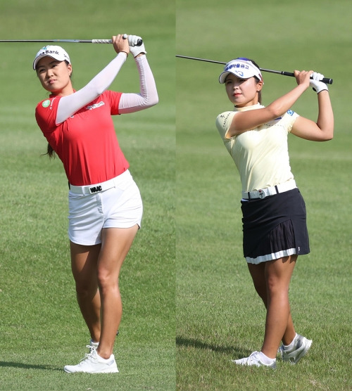 2021년 한국여자프로골프(KLPGA) 투어 하나금융그룹 챔피언십 우승을 놓고 LPGA 투어 멤버 이민지와 KLPGA 루키 송가은 프로가 연장전에 돌입한다. 사진제공=KLPGA