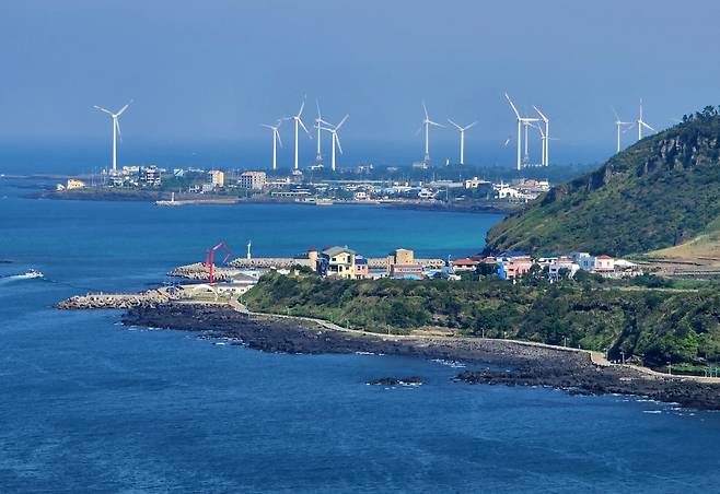 제주도 수월봉에서 본 한림·한경해변