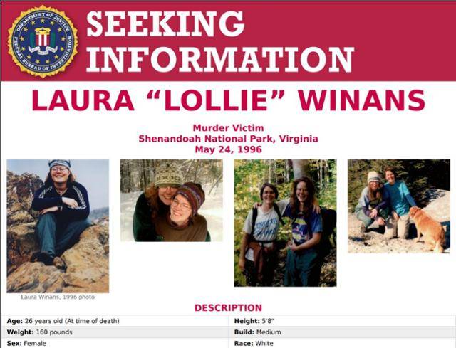 1996년 미국 버지니아주 셰넌도어 국립공원에서 살해된 윌리엄스·위넌스 사건은 장기 미제다. 미 연방수사국(FBI)은 올해 정보 공개 수배 전단을 만들어 배포했다. FBI 홈페이지 캡처