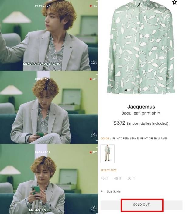 김태형 스치면 품절..방탄소년단 뷔 의상→액세서리 연이은 품절 '품절킹'