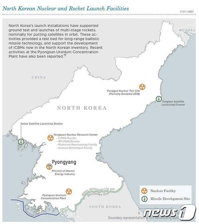 북한의 핵시설 및 미사일 발사 시설 (미 국방정보국(DIA) '2021 북한의 군사력' 캡처) © 뉴스1