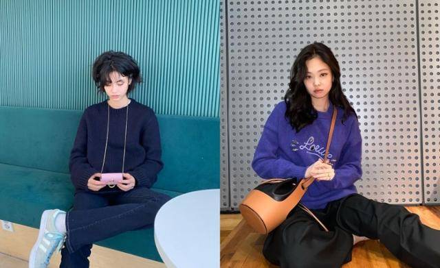 세미 오버핏 니트 티셔츠 역시 올 간절기 제니와 정호연이 함께 선택한 패션 아이템이다. 제니 정호연 SNS