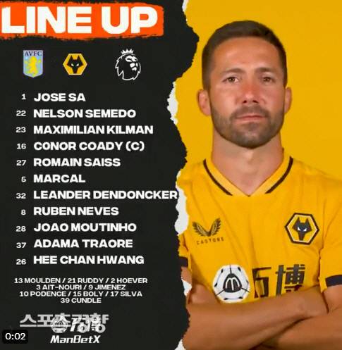 울버햄튼 선발 명단. 울버햄튼 공식 SNS 캡처