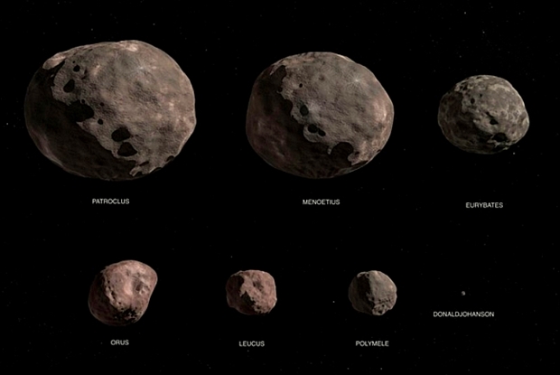 NASA의 루시 미션이 방문할 8개의 소행성에 대한 아티스트의 묘사.(출처: NASA Goddard/YouTube)