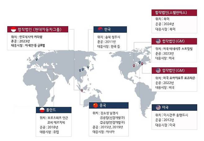 LG에너지솔루션 업계 최다 글로벌 5각 생산 체제 그래픽./LG에너지솔루션 제공