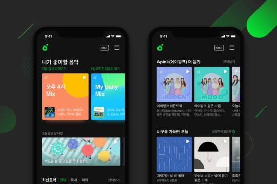 멜론의 개인화 큐레이션. 카카오엔터테인먼트 제공