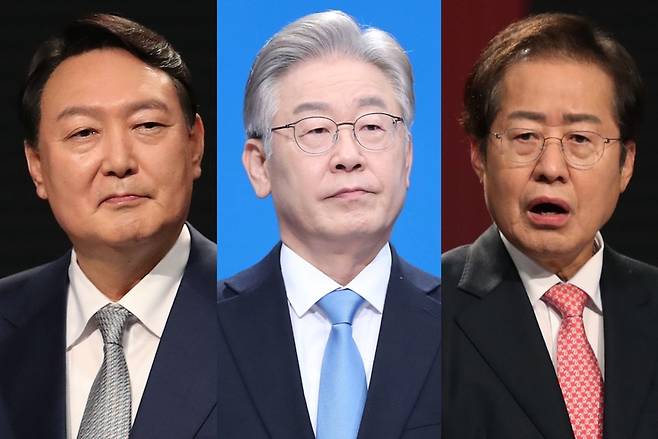 (왼쪽부터) 윤석열 전 검찰총장, 이재명 더불어민주당 대선 후보, 홍준표 국민의힘 의원 / 사진=국회사진기자단