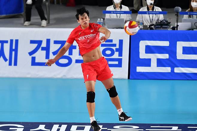 서재덕의 스파이크 서브. 사진제공=KOVO