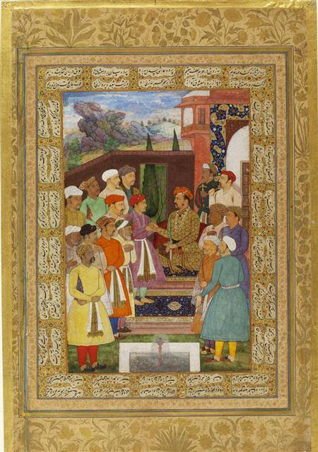 마노하르 ‘정원의 자한기르’, 1610~1615년경, 26.4×39㎝, 빅토리아앤드앨버트 박물관