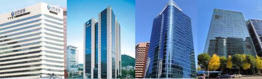 4대 시중은행 본점 전경. 왼쪽부터 신한·우리·하나·KB국민. (각 사 제공)